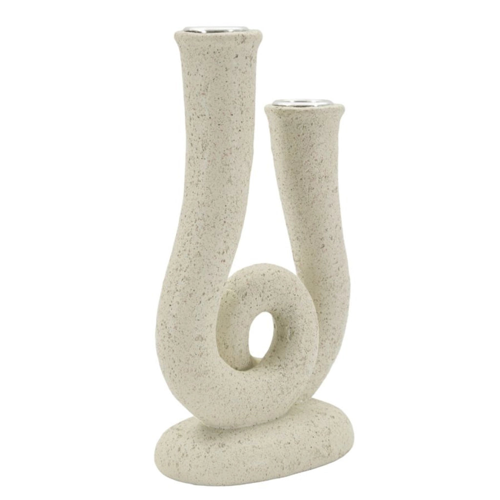 Portacandela VKH746, Beige, Poliresina, 12x7x20 cm