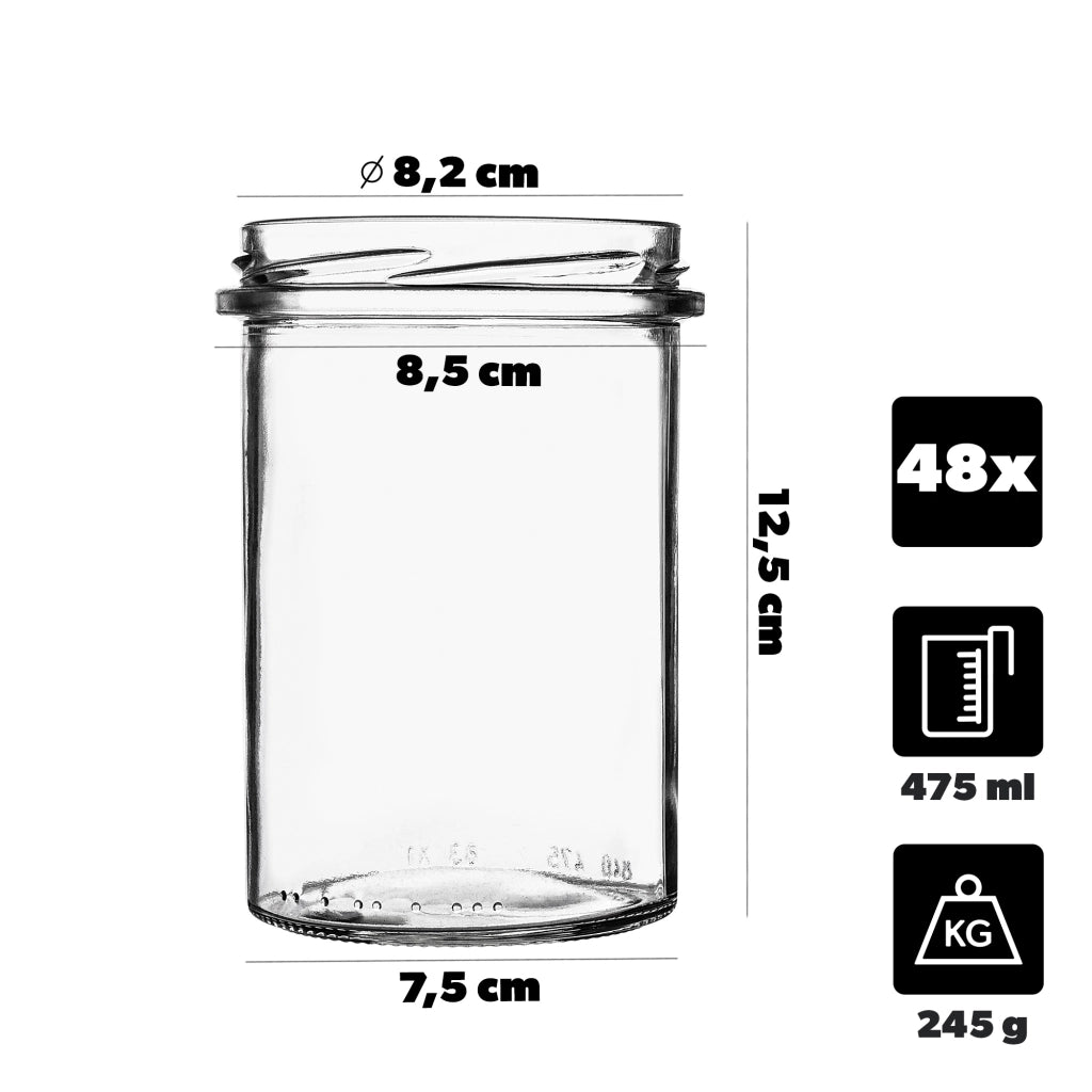 KADAX Słój TO-475 prosty fi82 475ml pakiet 48szt K