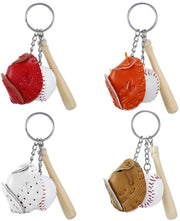 Set di 4 manubrietti da baseball per chiavi e borse