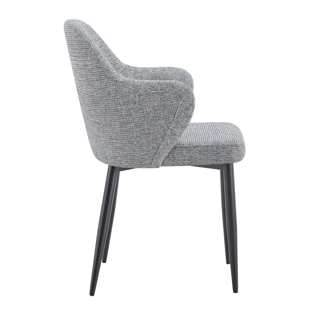 Set 2 Sedie da Pranzo in Tessuto Grigio con Gambe in Metallo a Croce, Altezza 83 cm