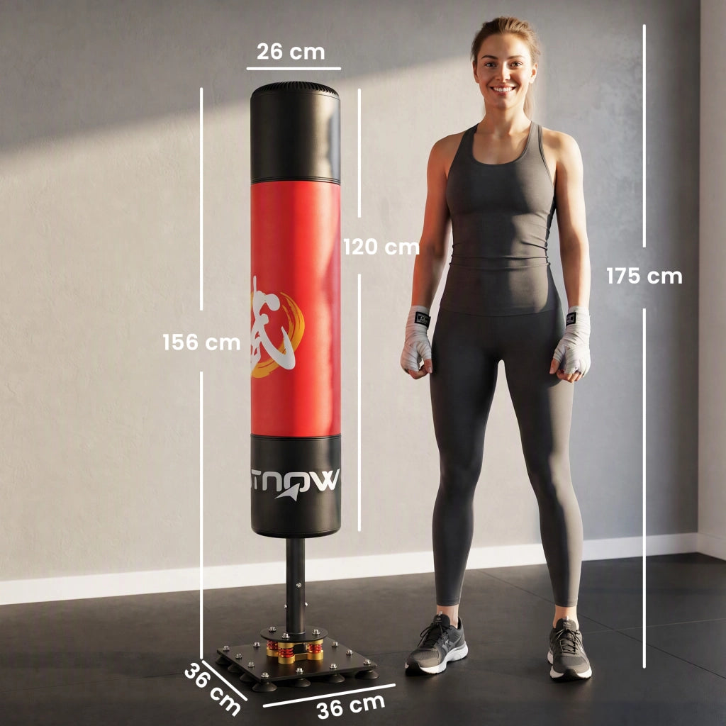 Sacco da boxe da terra autoportante 156 cm con 12 ventose e sistema di assorbimento urti, robusto e pratico per casa