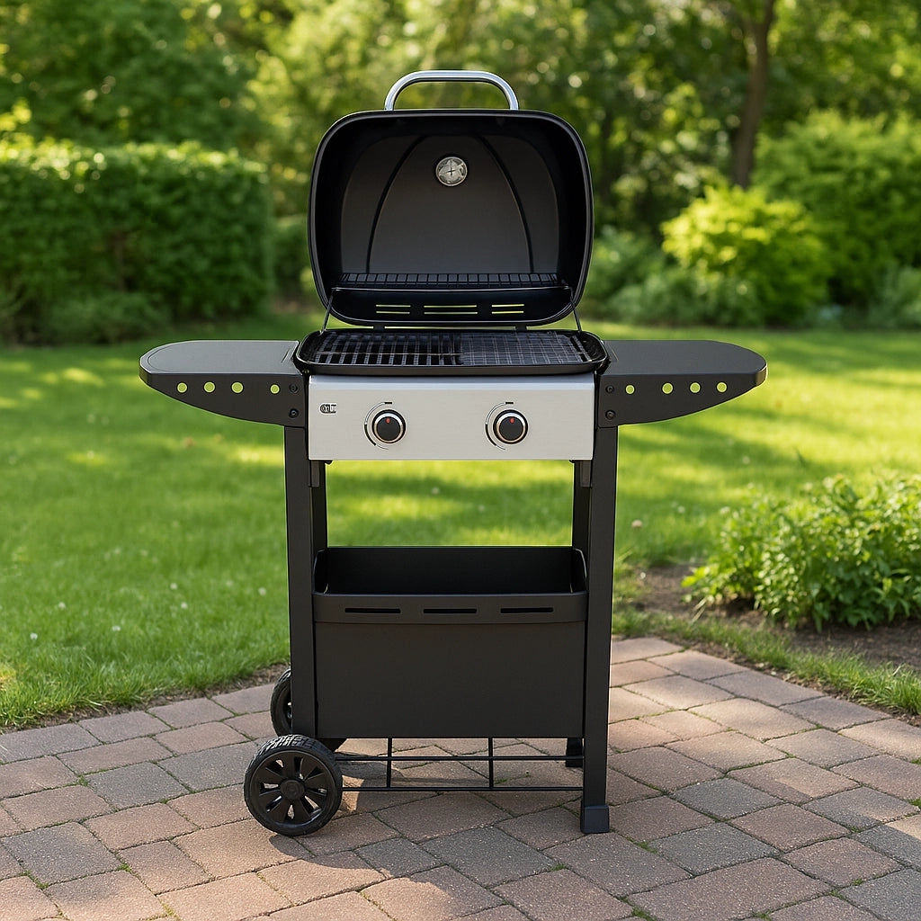 Barbecue a Gas 2 Fuochi SIMPLY HOT – Con Griglia in Ghisa e Ripiani Laterali