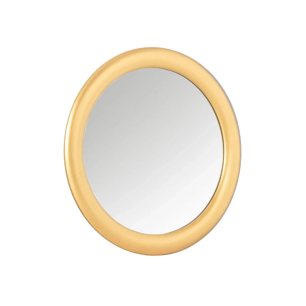 Specchio rotondo da parete Clarity con cornice in legno oro | Duzzle