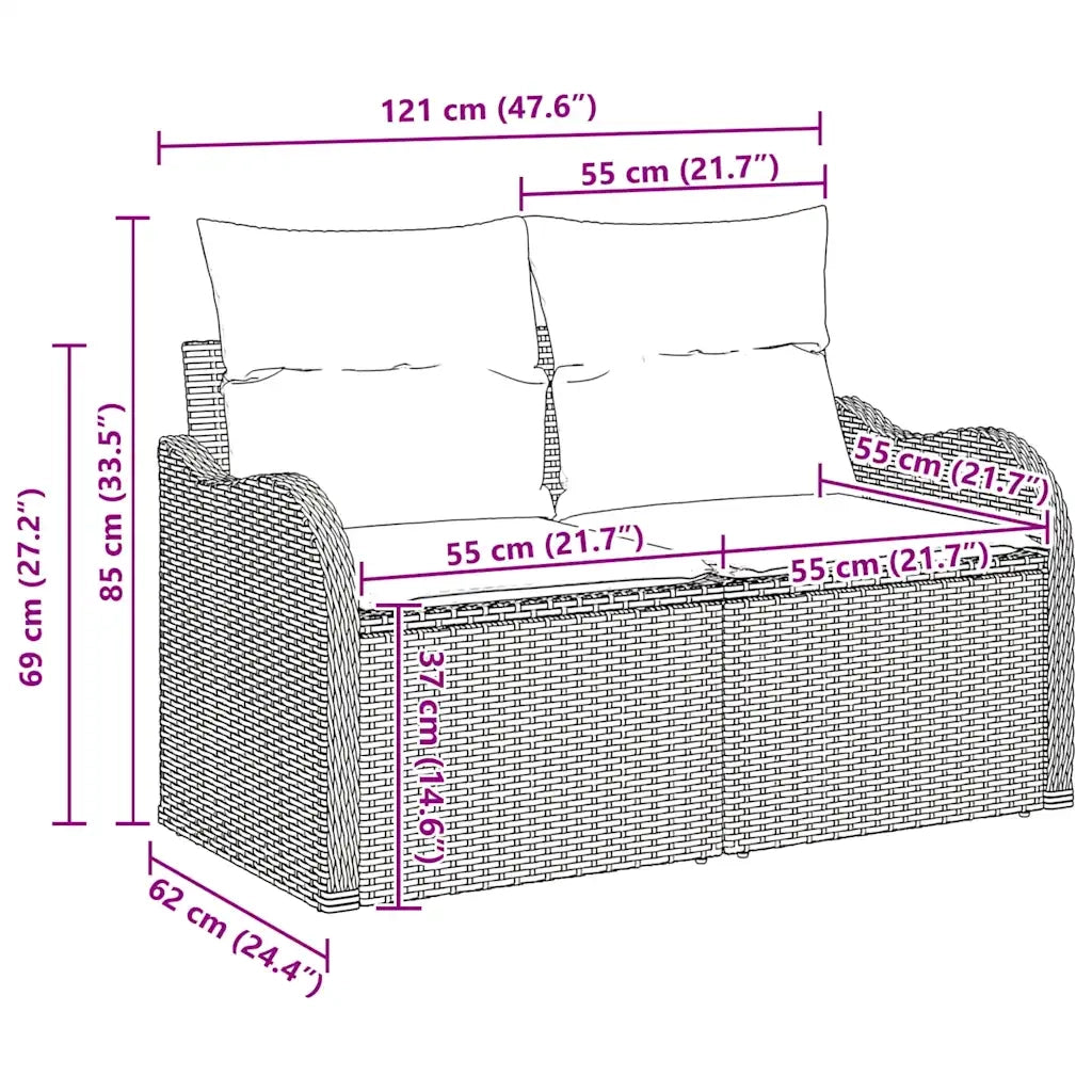 Set Divano da Giardino Beige polyrattan 3345740