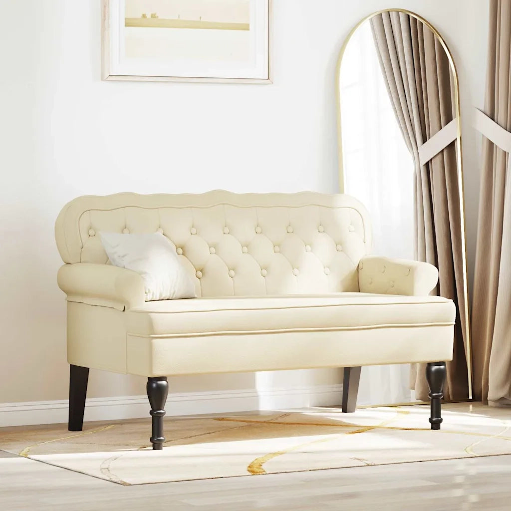 Panca Chesterfield Crema 119,5 x 64,5 x 75 cm Pelle Sintetica 42019295