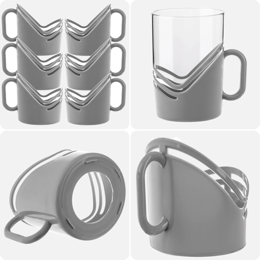 Cestini in plastica KADAX per bicchieri, 6 pezzi, colore grigio