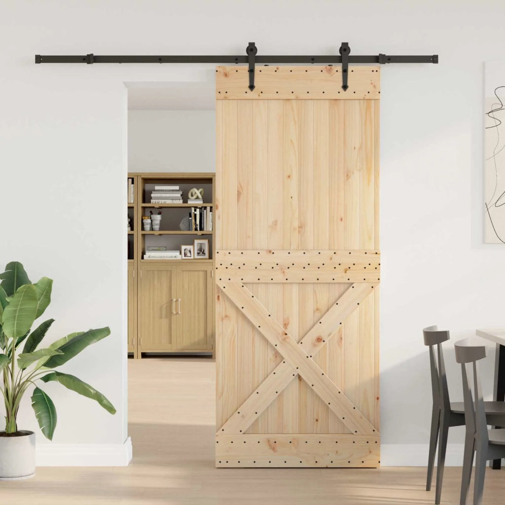 Porta scorrevole NARVIK Naturale e Nero 95 x 210 cm (213,5 cm) 3445393