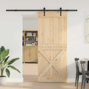 Porta scorrevole NARVIK Naturale e Nero 95 x 210 cm (213,5 cm) 3445393