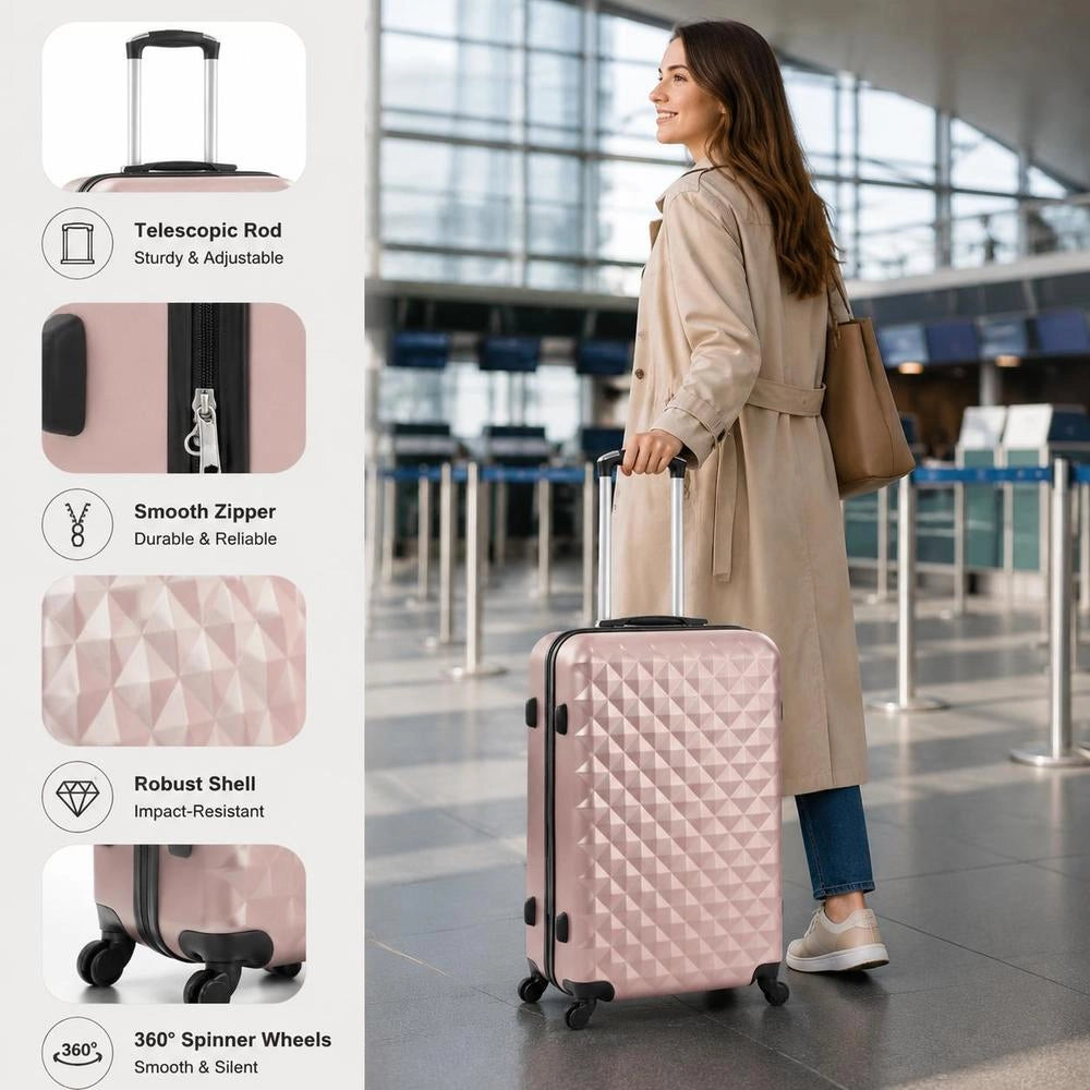 Hard-shell Trolley Set 3 Pcs. Rose Gold ABS
