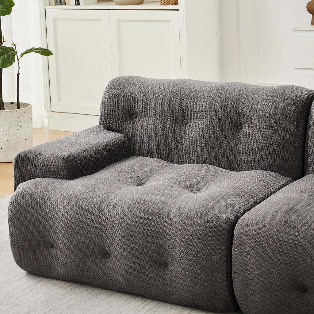 Divano 2 Posti Cloud con Braccioli Larghi e Bottoni ¨C MINIMAL ¨C Grigio