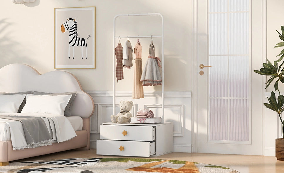 APPENDIABITI per bambini 70x55x168 cm con 2 cassetti Bianco