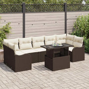 Set Divano da Giardino 8 pcs Marrone e Crema polyrattan
