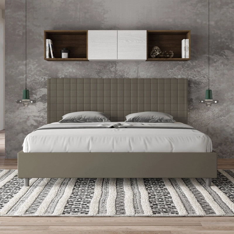 Letto imbottito Matrimoniale 190x190 cm Sunny - Similpelle,Cappuccino,Contenitore