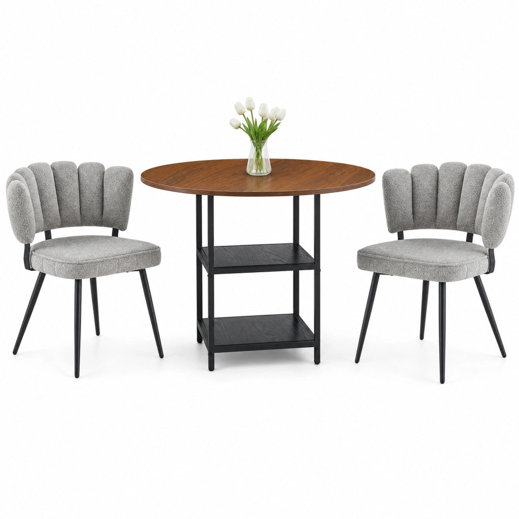 Set tavolo da pranzo rotondo Ø107 cm con 2 sedie grigie
