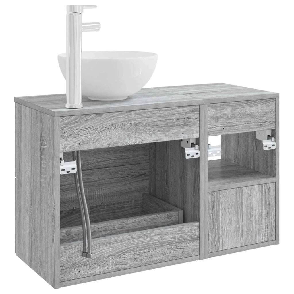 Set di mobili per il bagno 2 pz Sonoma grigio 3403869