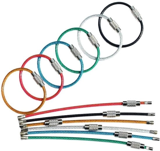 Hanger per chiavi 36 pezzi - Acciaio inossidabile 10 cm - Anelli di cavo 2 mm - Etichette per bagaglio - Lacci flessibili - Leggero e duraturo - Anelli di filo