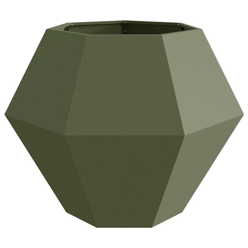 Fioriera 2 pcs Verde oliva 100 x 100 x 80 cm Acciaio 884031