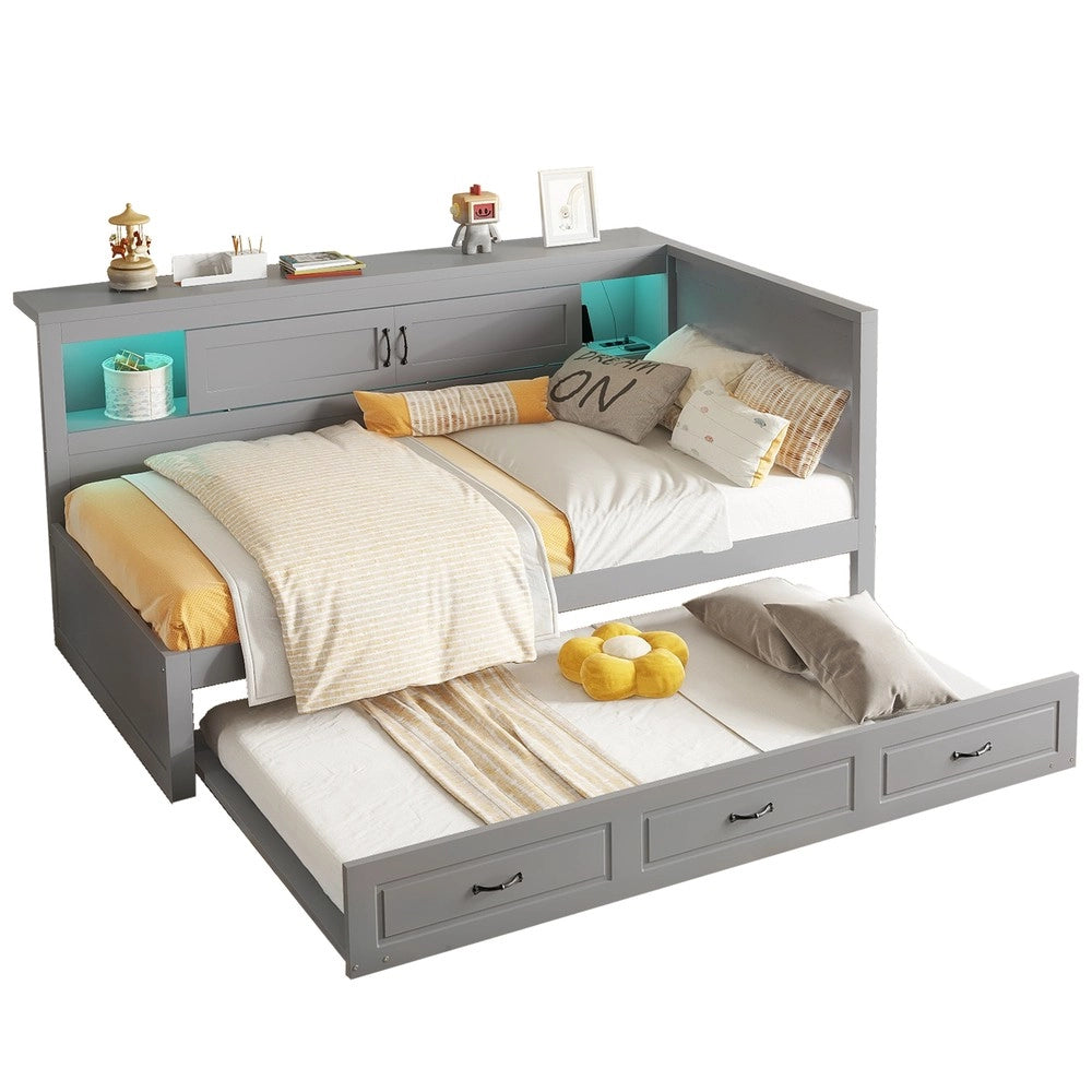 Letto Divano con LED e Contenitore ¨C MINIMAL ¨C Grigio 90x200