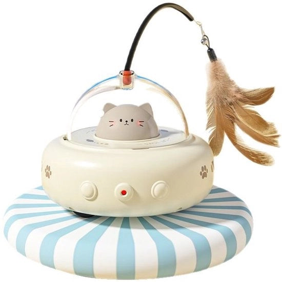 Giocattolo per gatti automatico con laser - Interattivo - Design 2 in 1 - Ricaricabile - Rilevamento ostacoli - Movimento rotativo 360° - Fune per gatti regolabile - Durata batteria prolungata - Giocattolo sicuro per gatti da interni