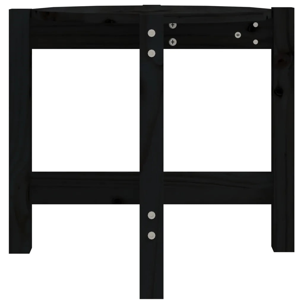 Tavolino da Salotto Nero Ø 52,5x45 cm in Legno Massello di Pino 822311