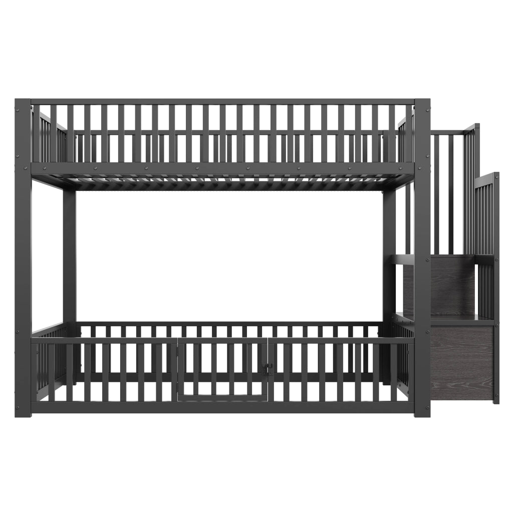 Letto a Castello con LED e Contenitore ¨C MINIMAL ¨C Nero 140x200