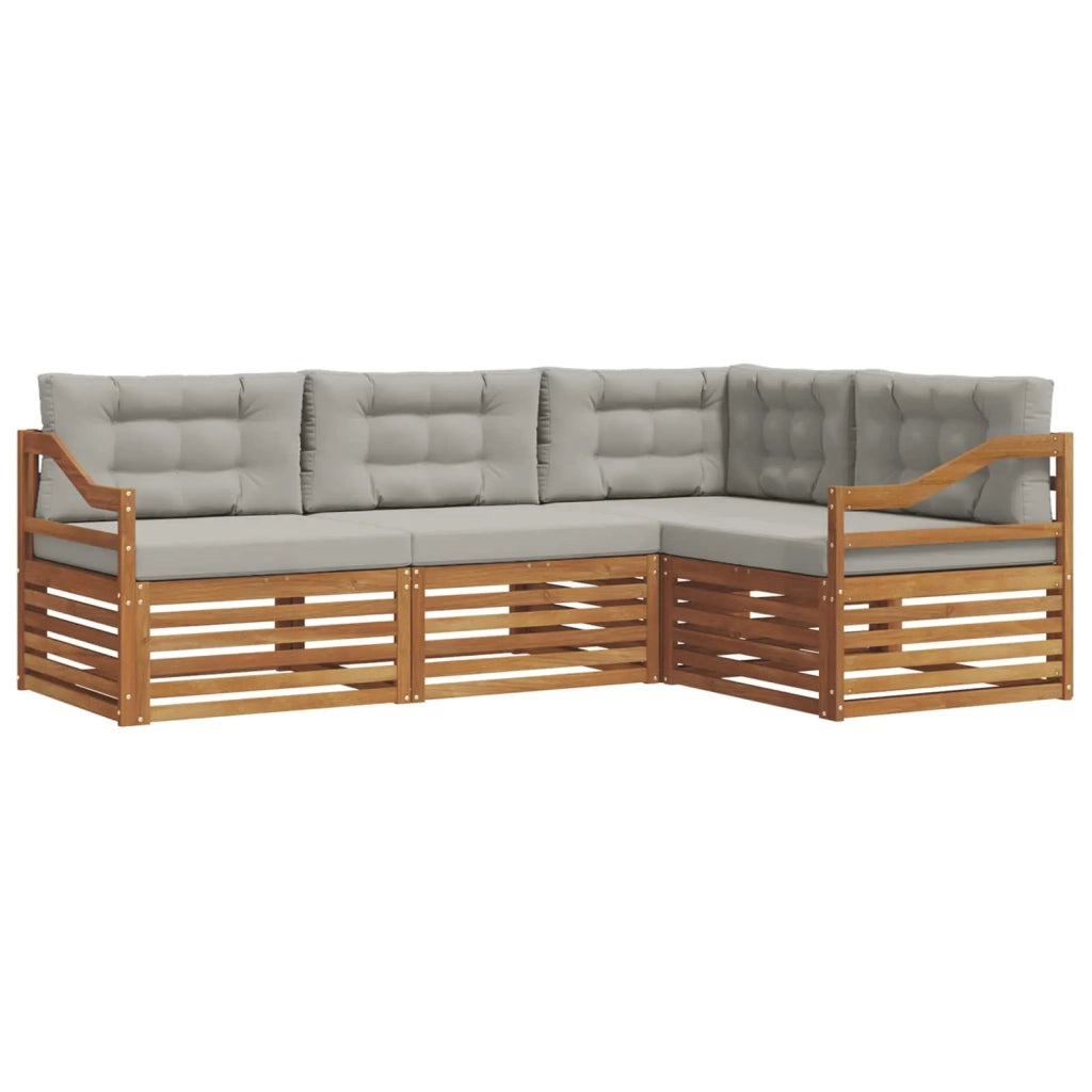 Set di divani da esterno 4 pcs Grigio Naturale e Chiaro 3373396