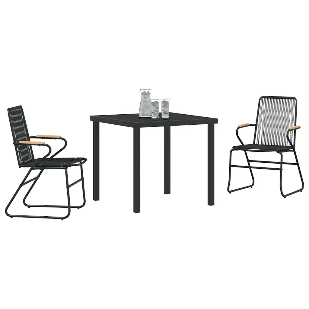 Set da Pranzo per Giardino 3 pz Nero 3379170