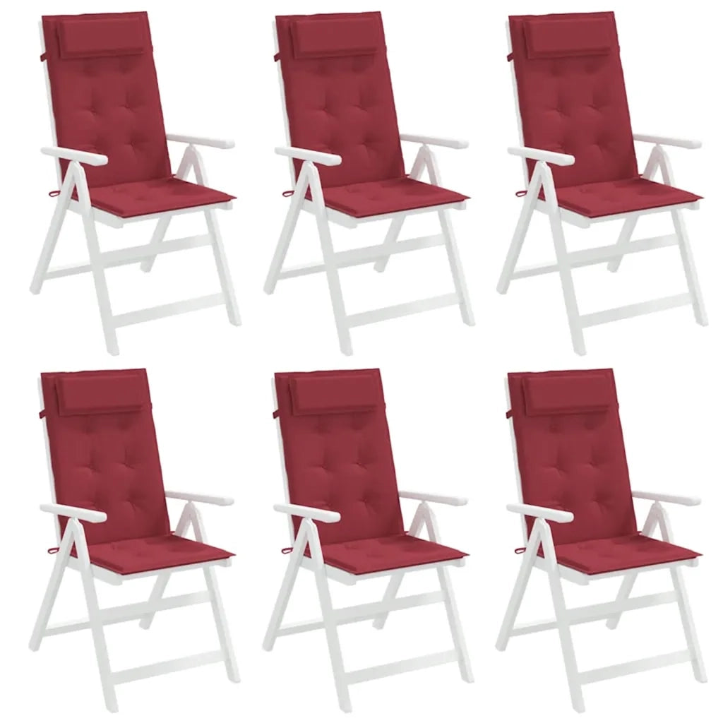 Cuscini Sedia con Schienale Alto 6 pz Rosso Vino Tessuto Oxford 361903