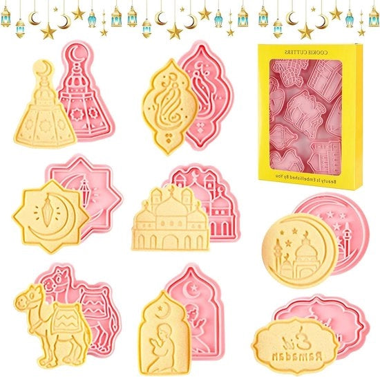 Set di 8 stampi per biscotti islamici - Eid Mubarak - 8 pezzi