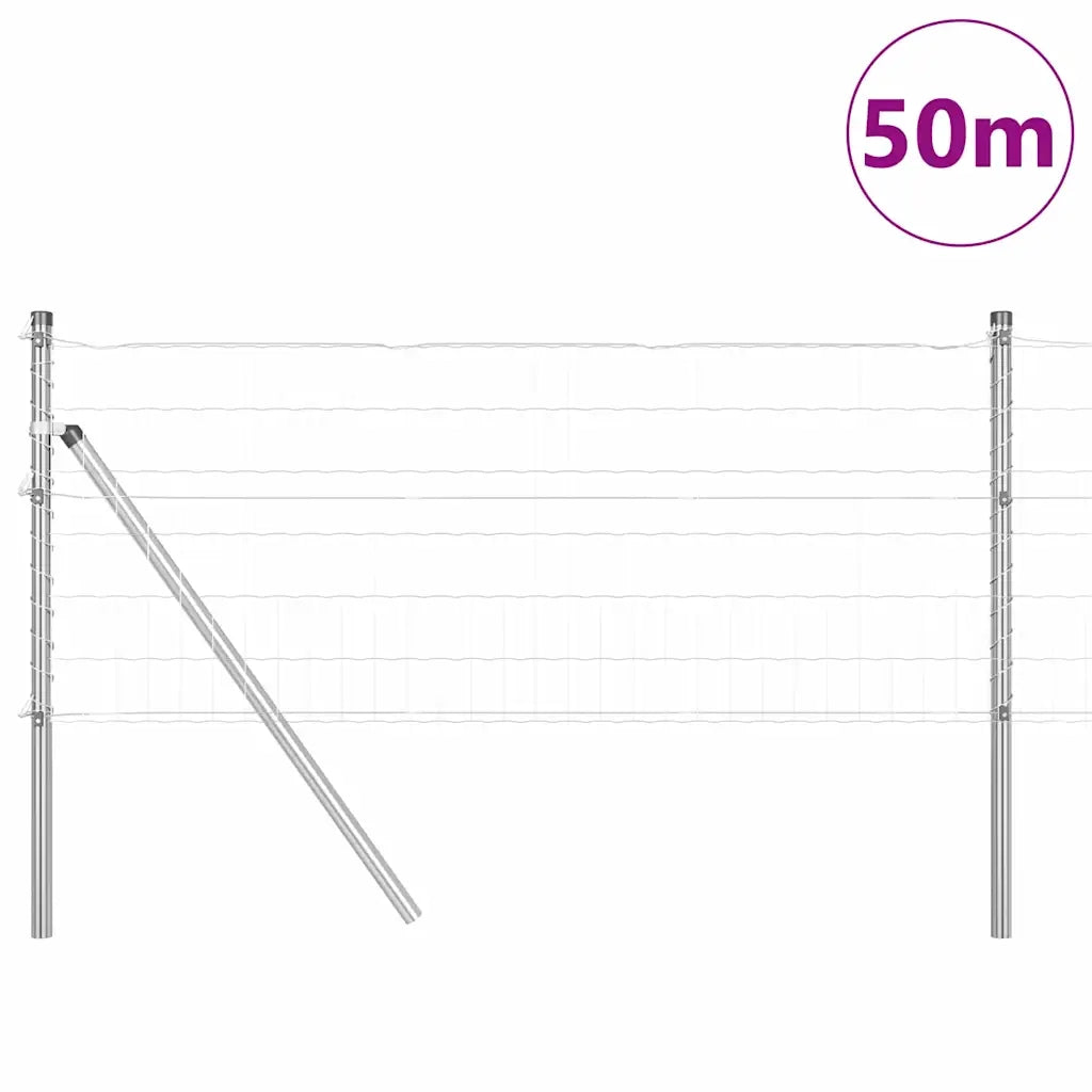 Recinzione con Posto Argento 0,6 x 50 m Acciaio e PVC 3350516