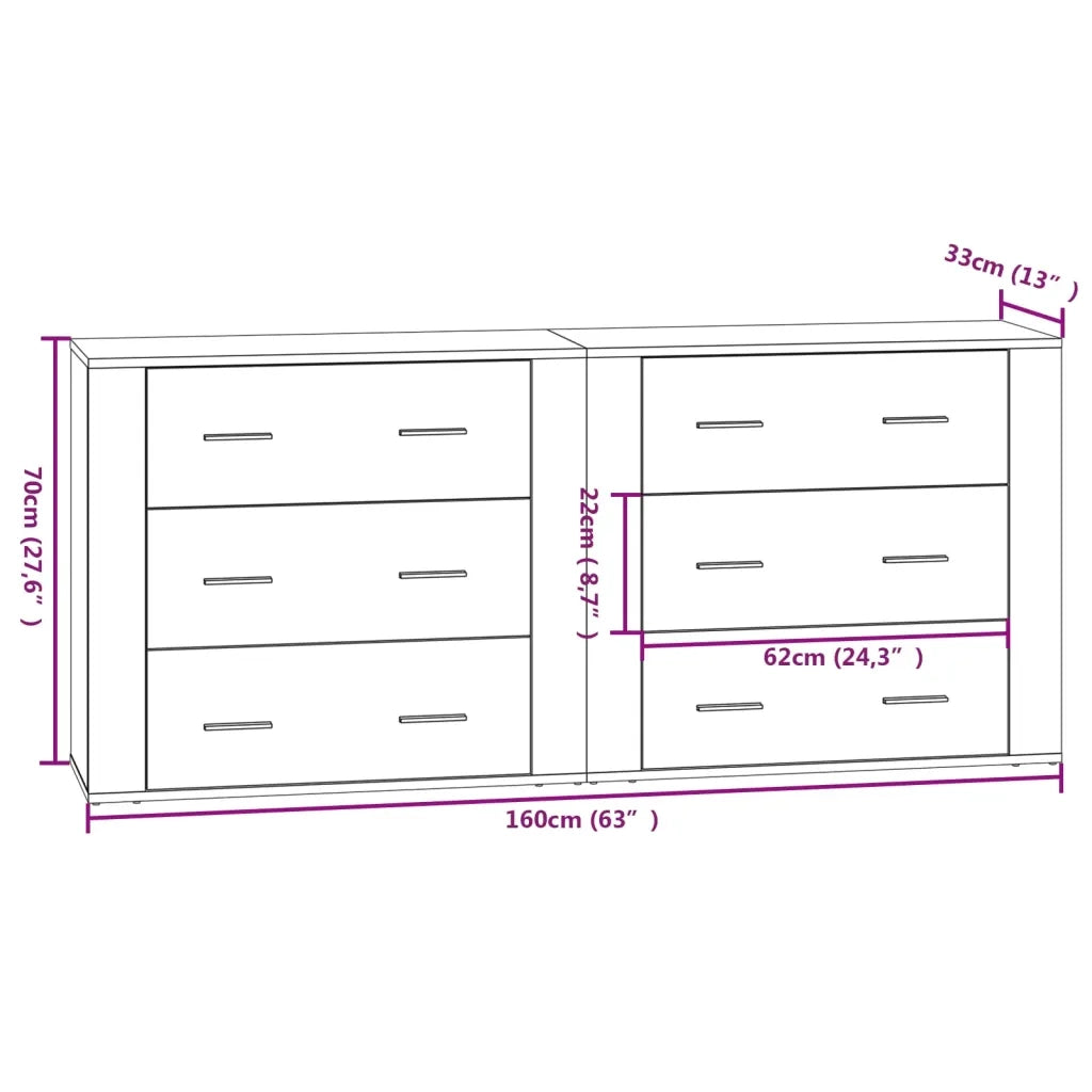Credenze 2 pz | Madia | Buffet da pranzo | Armadio da pranzo Grigio Sonoma in Legno Multistrato
