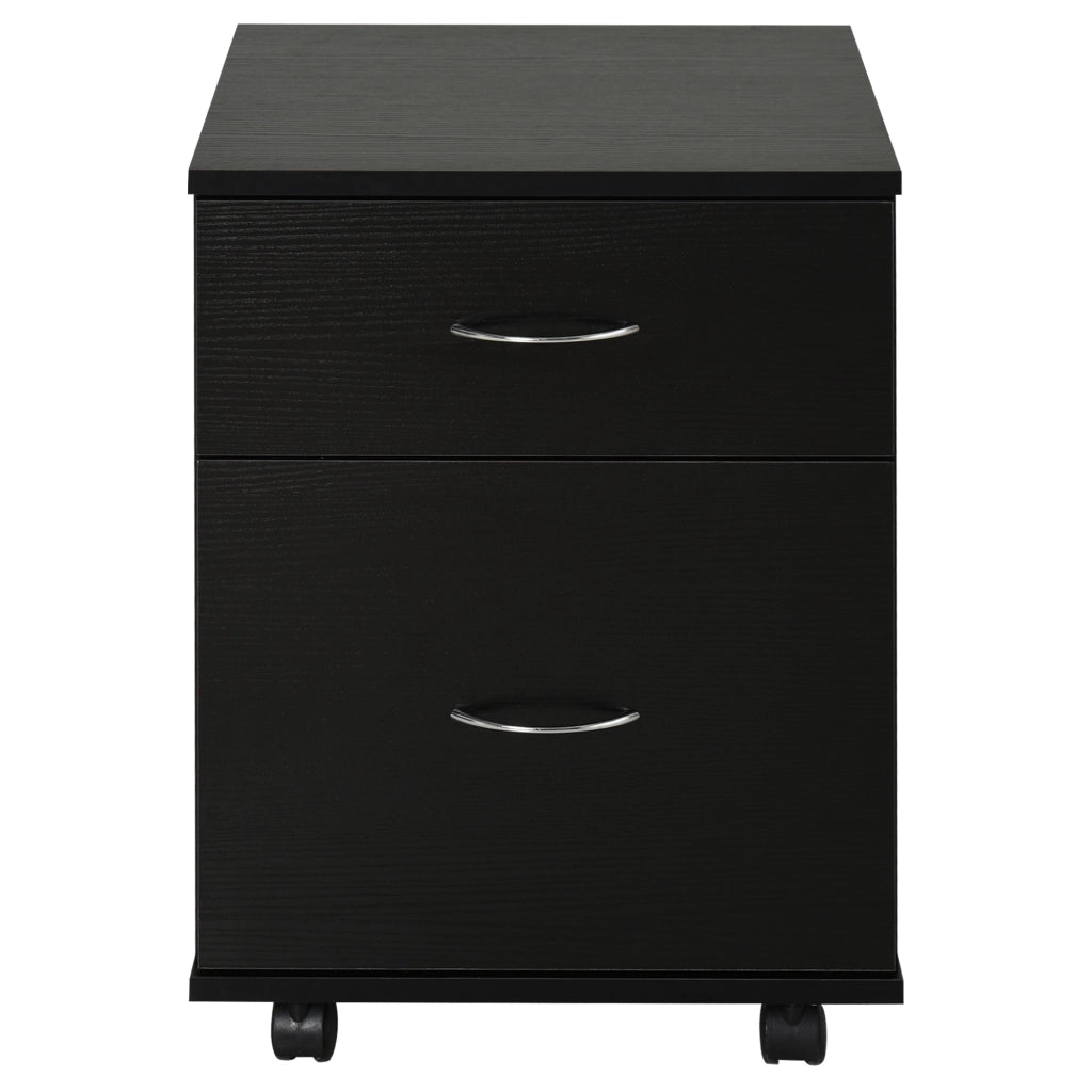 Cassettiera con Ruote ¨C Minimal ¨C Legno Nero, 2 Cassetti