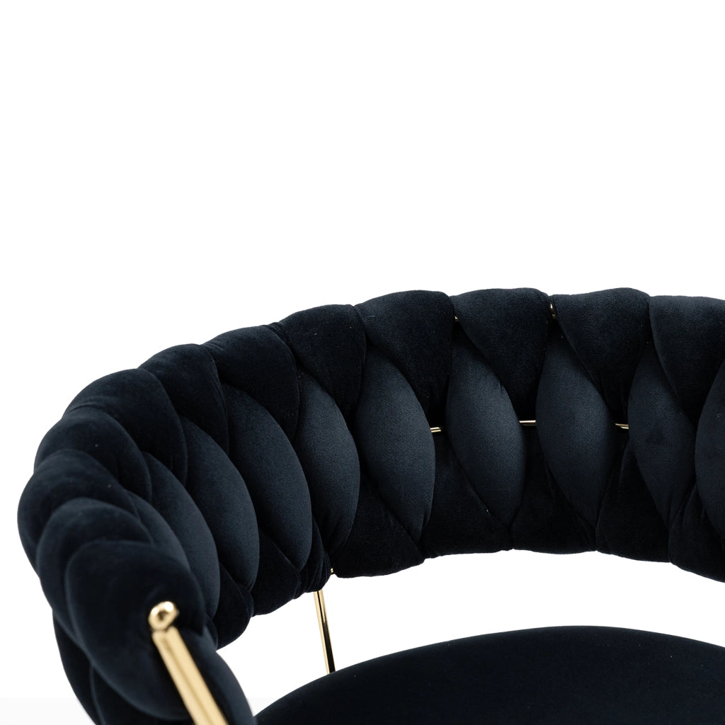Sgabello bar girevole 360掳 regolabile in velluto nero con base oro