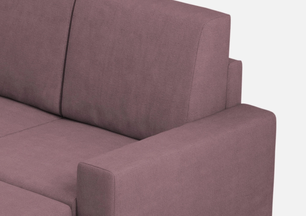 Divano 3 Posti con Pouf 208x155x85 cm Sakar in Tessuto Prugna