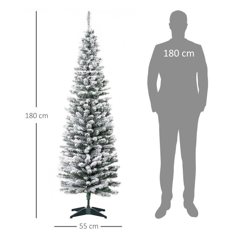 Albero di natale artificiale slim non illuminato 180 cm con 390 rami in plastica bianco e verde base stabile