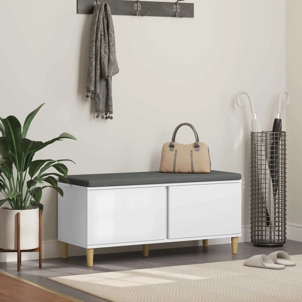 Panca per ingresso con cuscino Bianco 100 x 38 x 46 cm