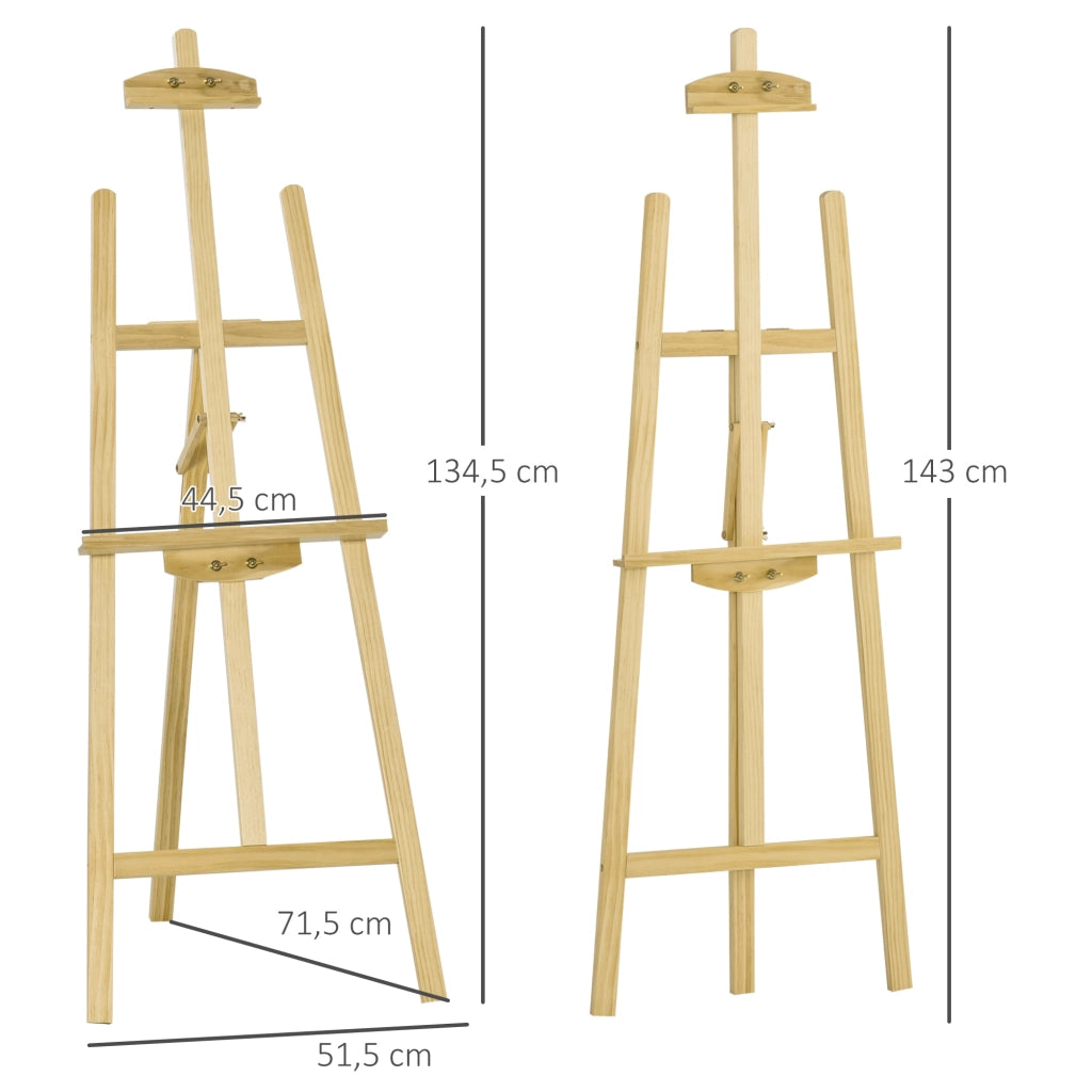 Cavalletto da Pittura Regolabile in Legno di Pino ¨C Zephmum ¨C 51.5x71.5x134.5 cm