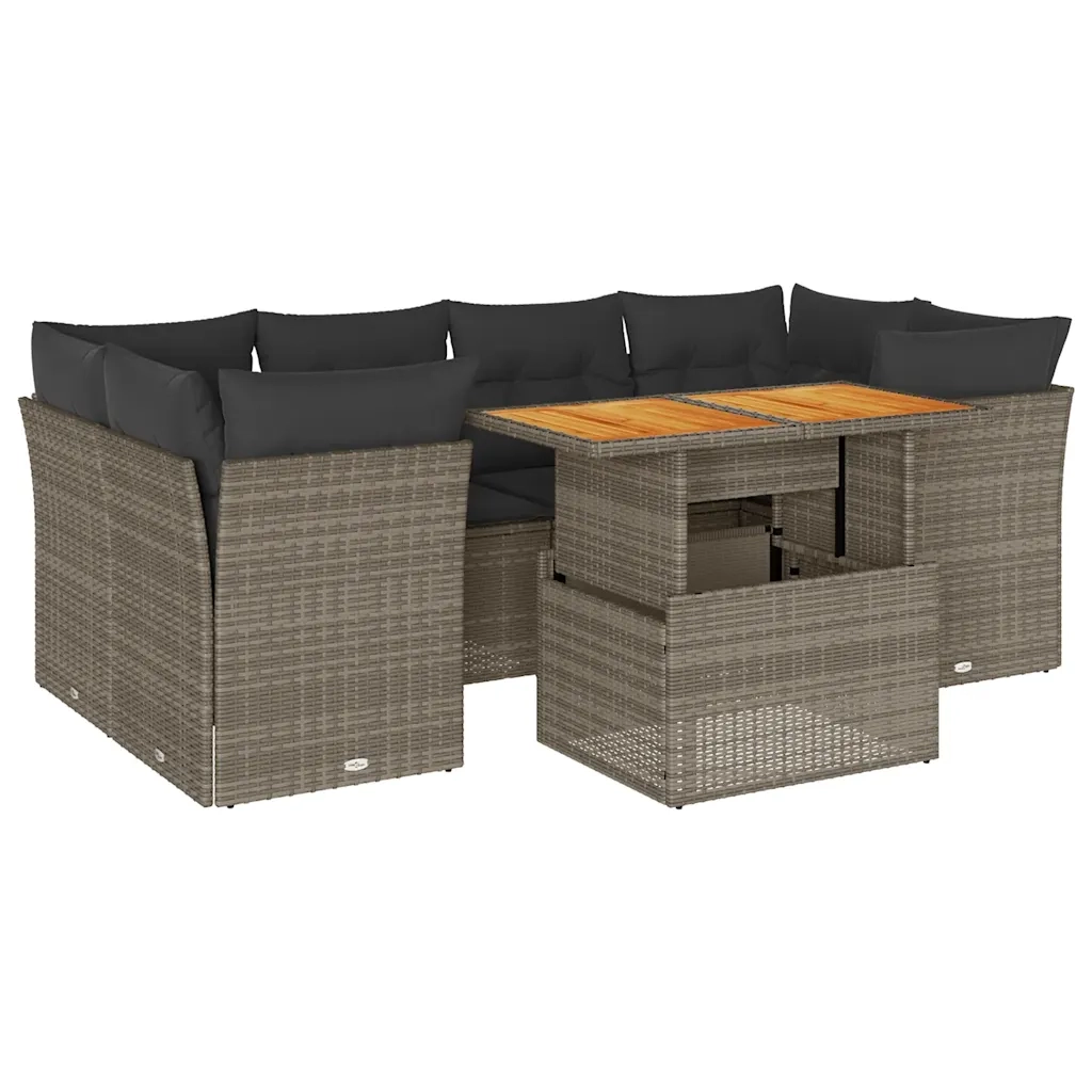 Set Divani da Giardino 7 pz con Cuscini Grigio in Polyrattan 3326895