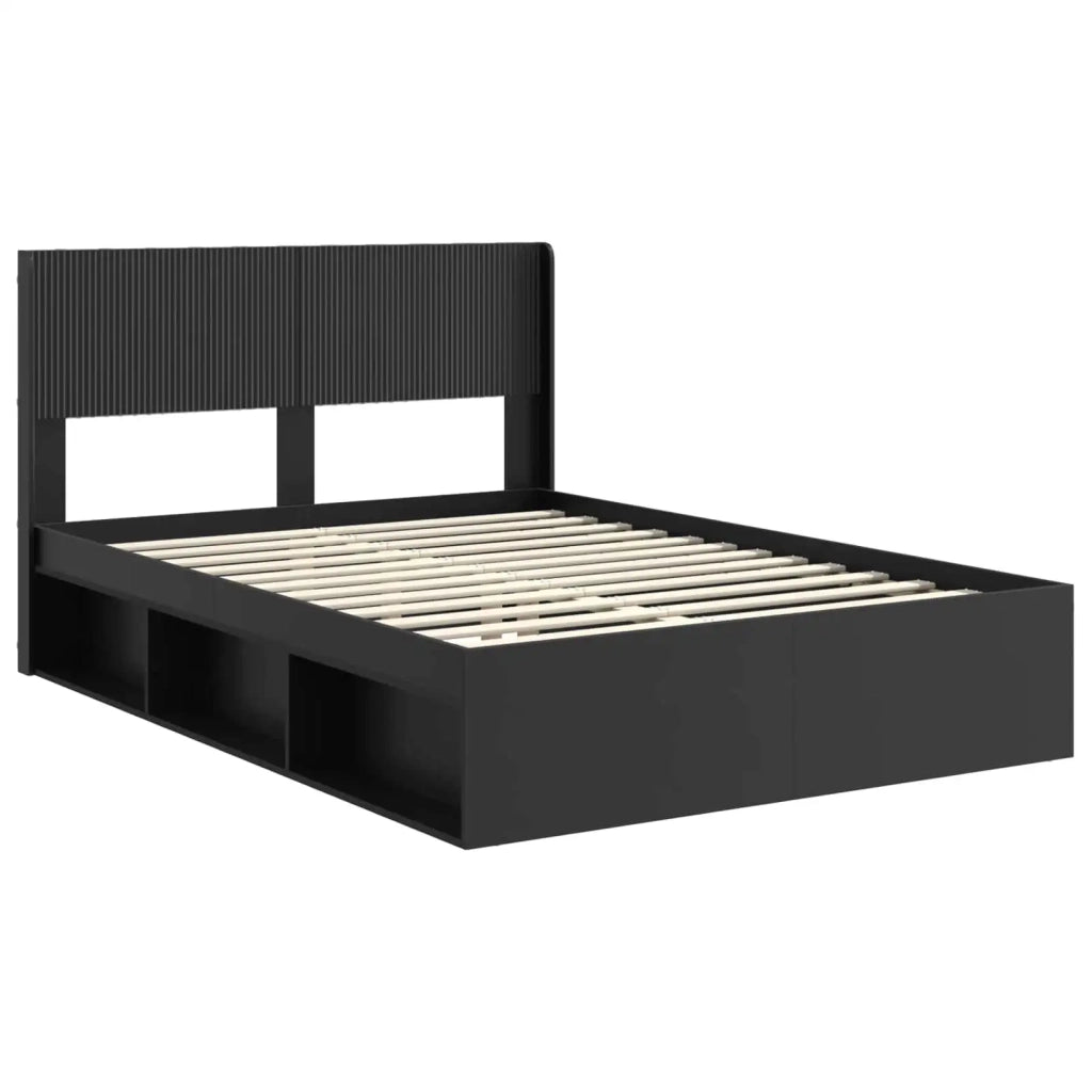 Struttura del letto con stoccaggio e testata Nero 160 x 200 cm 3414188