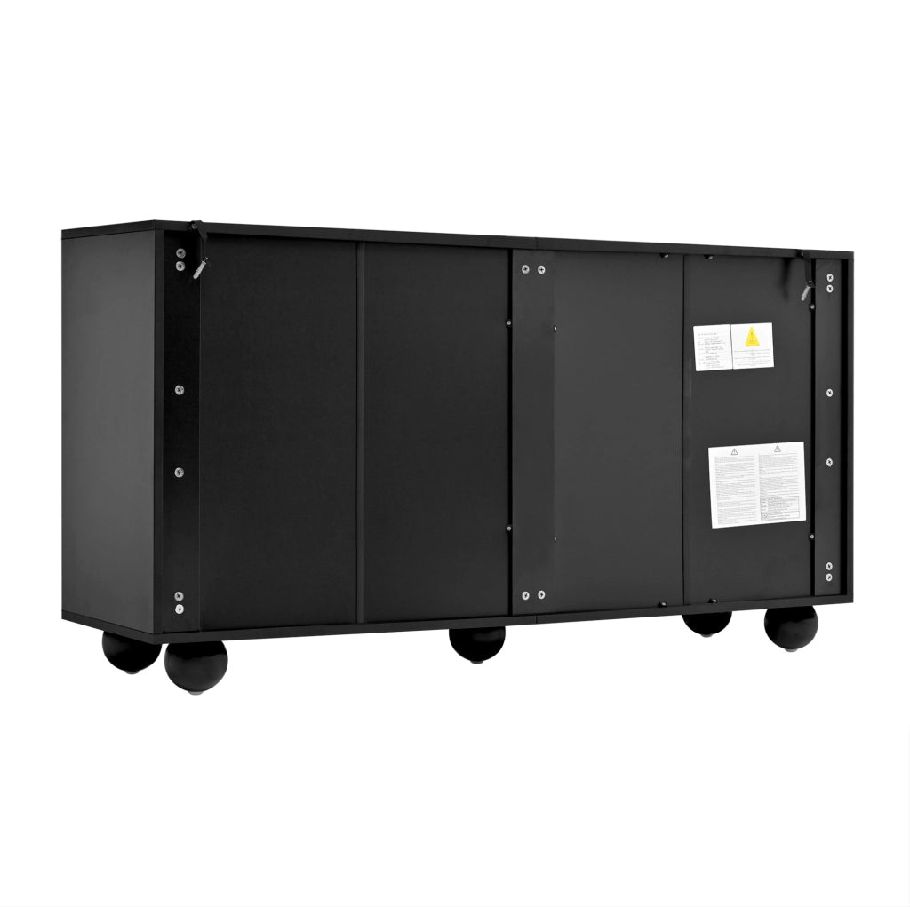 Cassettiera moderna bianca e nera con 6 cassetti, 140 cm