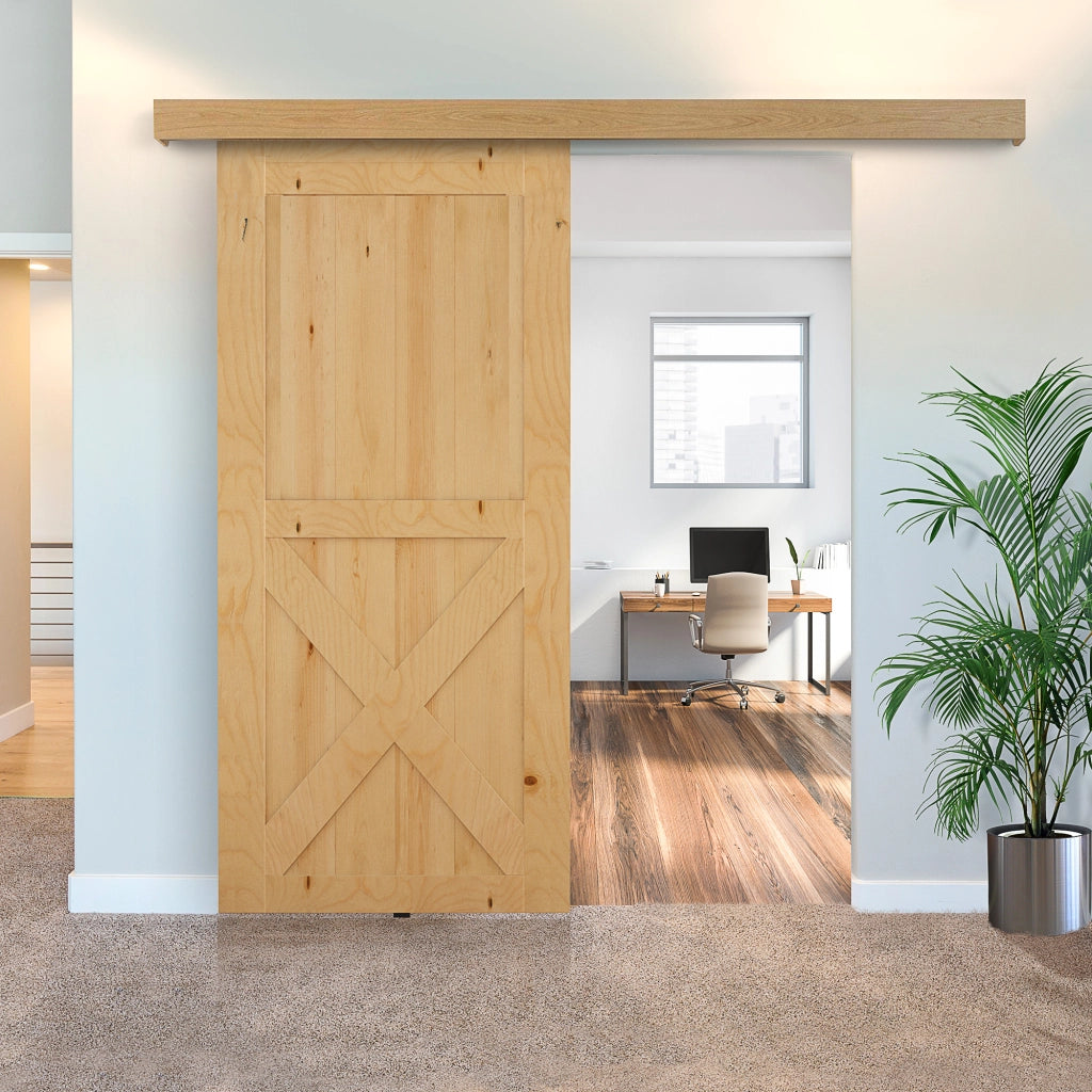 200CM/6.6FT Binario con Kit di Accessori per Porte Scorrevoli in Stile Rustico in Legno