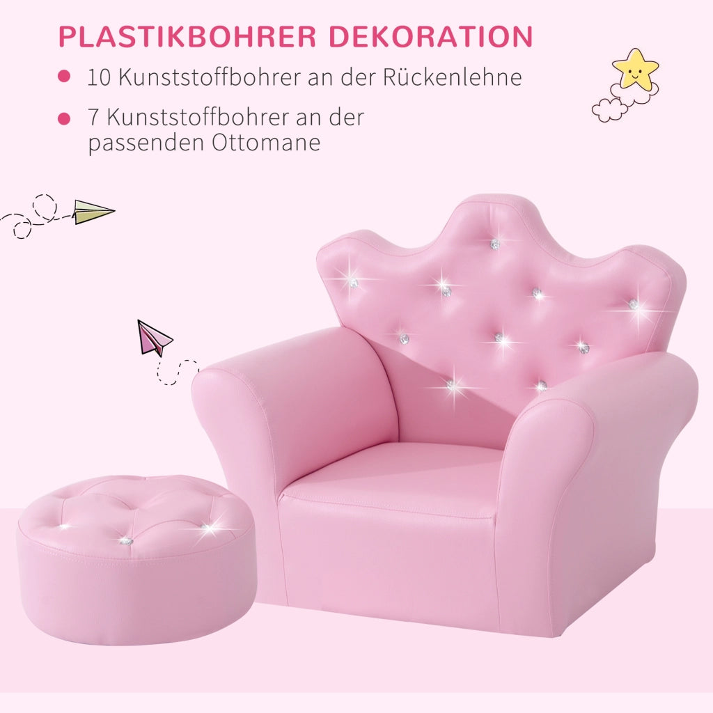 Divano per bambini con pouf ¨C zephmum ¨C rosa