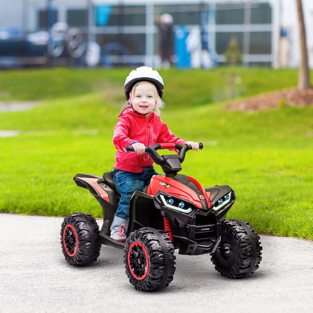 EasyComfort Quad Elettrico per Bambini 12V, 2 Velocità, Ruote Larghe con Clacson e Fari LED, Età 3-5 Anni, Rosso