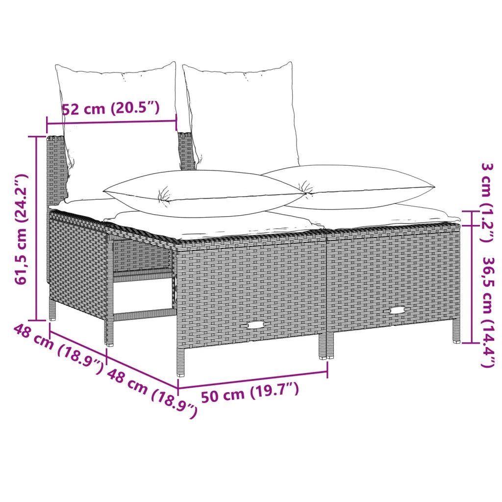 Set Divano da Giardino 4pz | Set Salotto da Giardino con Cuscini Grigio Chiaro Polyrattan