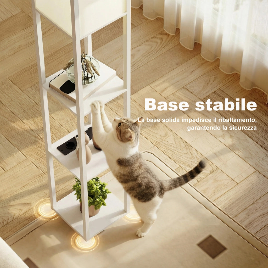 Lampada da Terra con Ripiani e USB ¨C zephmum ¨C Bianco