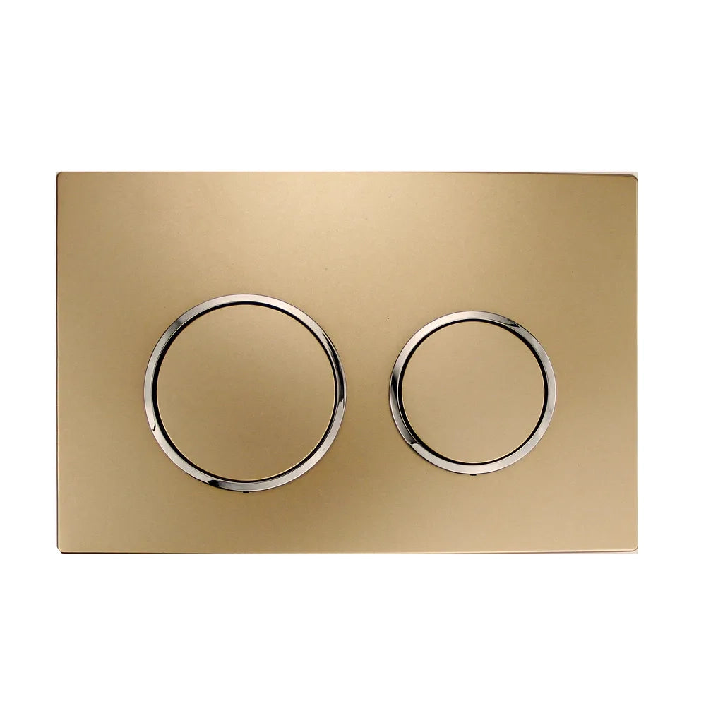 Placca di scarico doppio tasto in ABS oro champagne opaco e cromato