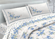Completo Lenzuola In 100% Cotone Fantasia Cloe - Maxi - Azzurro