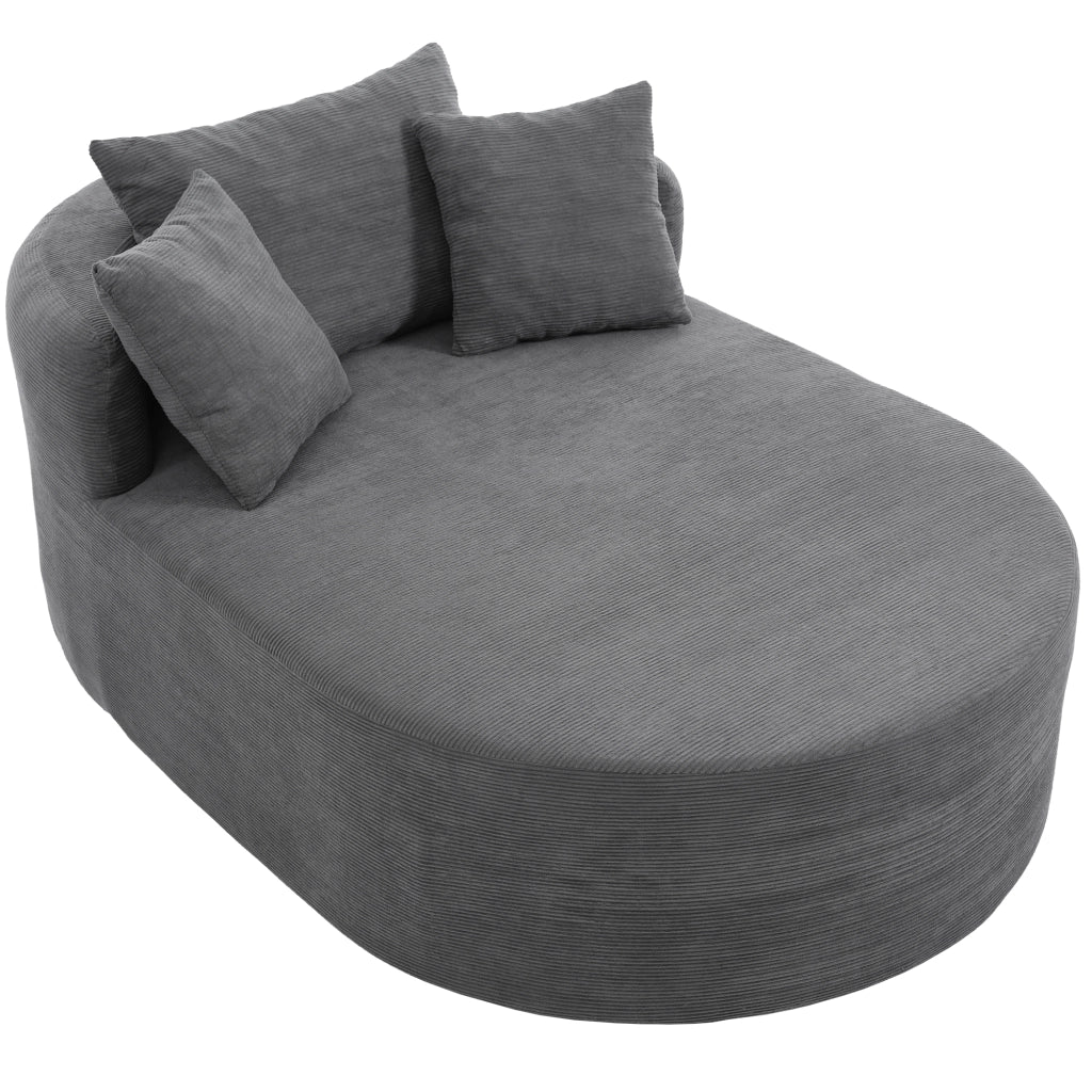 Poltrona relax ovale in velluto a coste; seduta extra profonda 122 cm; schiuma; grigio scuro