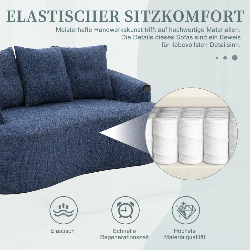 Divano 2 Posti Chenille con Cuscini ¨C MINIMAL ¨C Grigio/Beige, Morbido, Compatto