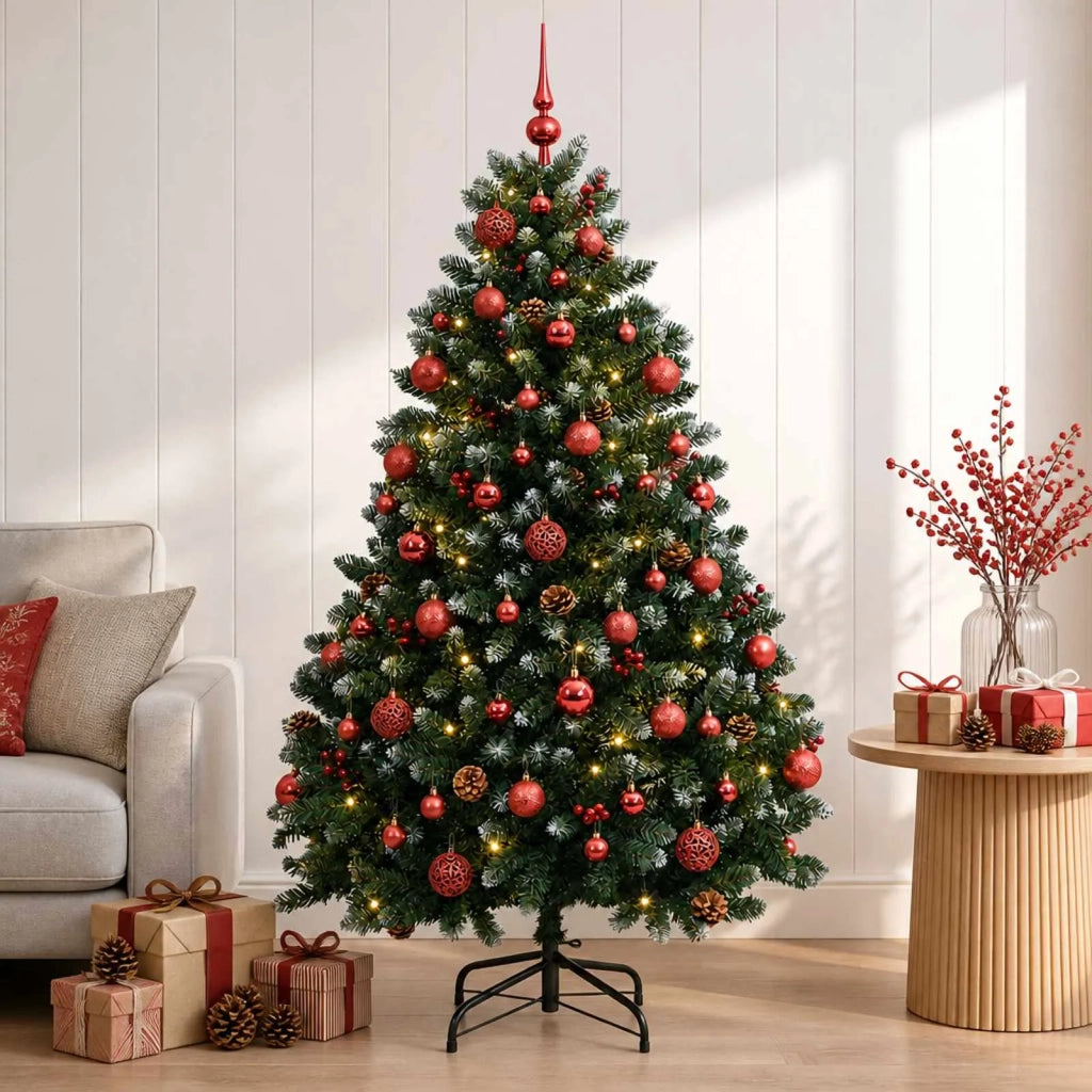 Albero di Natale artificiale verde con palline 150 cm 150 LED 3465914